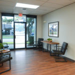 Office entryway and reception area renovated and designed by Mayer Building Company in New Orleans, LA